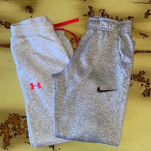 Bundle of 2 boys size L sweatpants Nike & UA